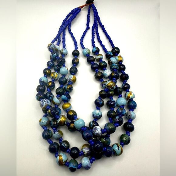 The coolest hand painted beaded, multi strand and seed bead necklace ever! - Picture 1 of 7